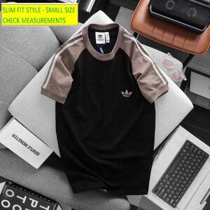 Adidas Classics Original 3 Stripes Tee Shirt Trefoil Retro Men Slim Fit